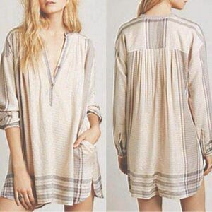 Free people plaid metallic tunic mini dress